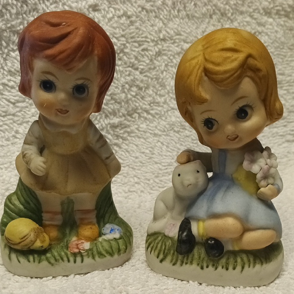 Vintage Ceramic Figurines with Boy and Girl